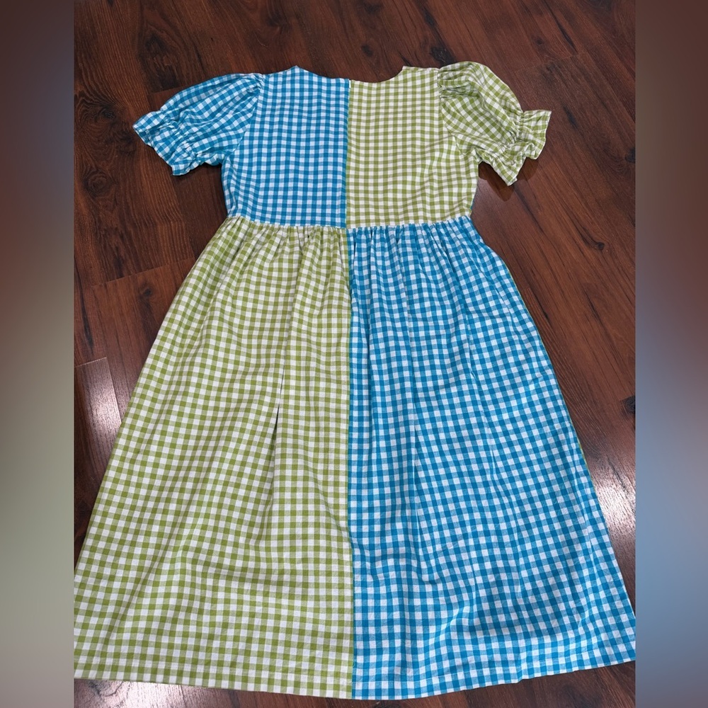 Molby The Label Women's Short Sleeve Gingham Tilda Dress green blue Size 18 - Picture 8 of 8